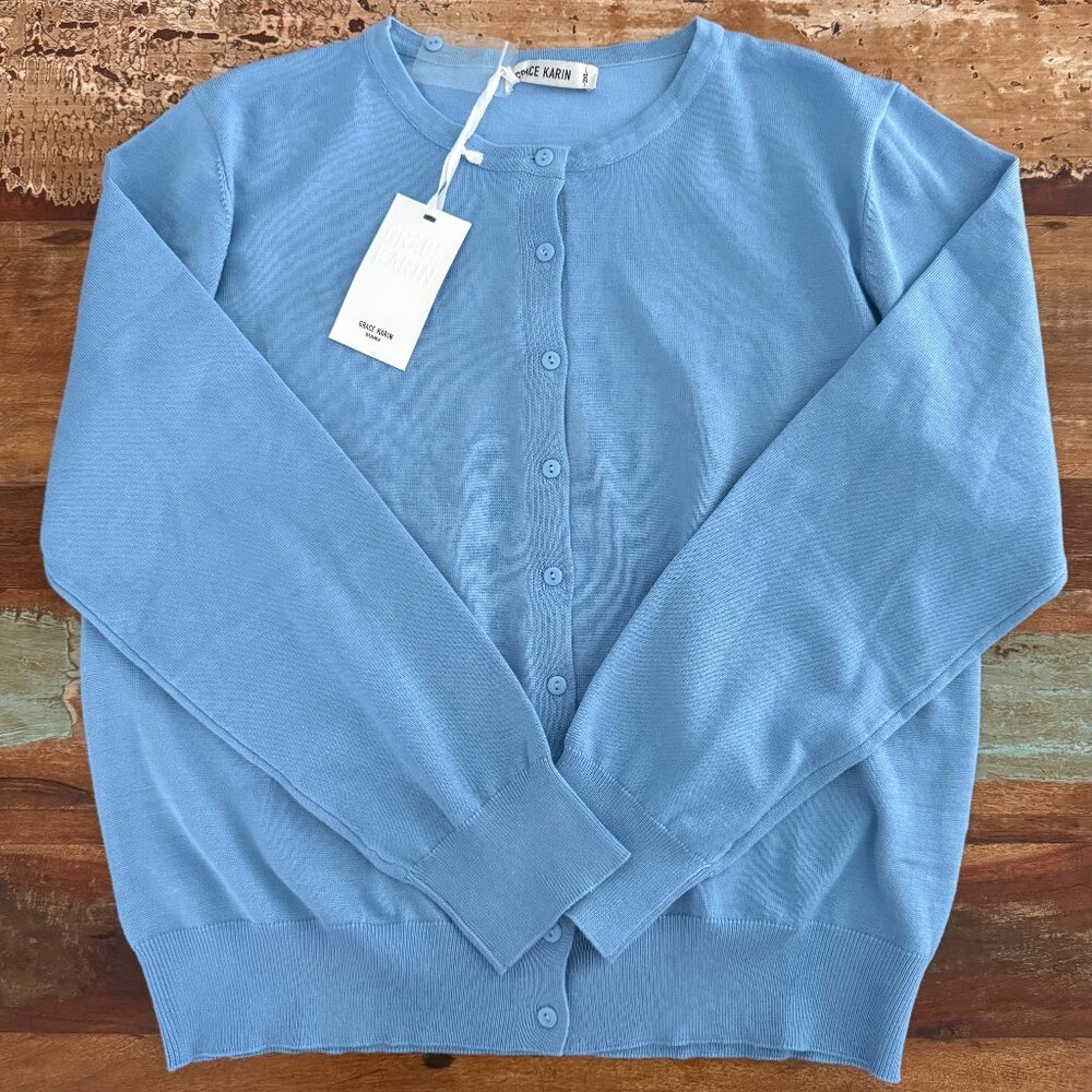 NWT Grace Karin Light blue‎ Cardigan Size 2XL